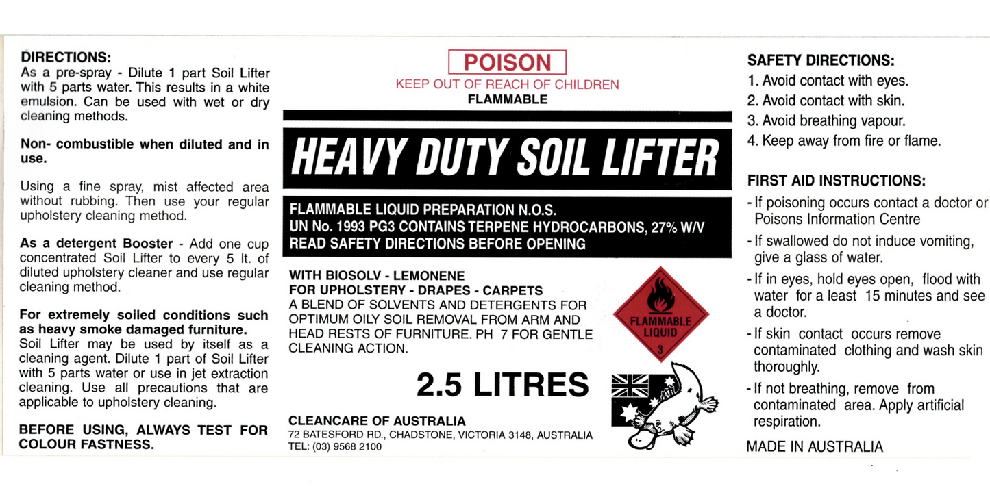 Heavy Duty Soil Lifter with Biosolv for Upholstery - Drapes - Carpets
