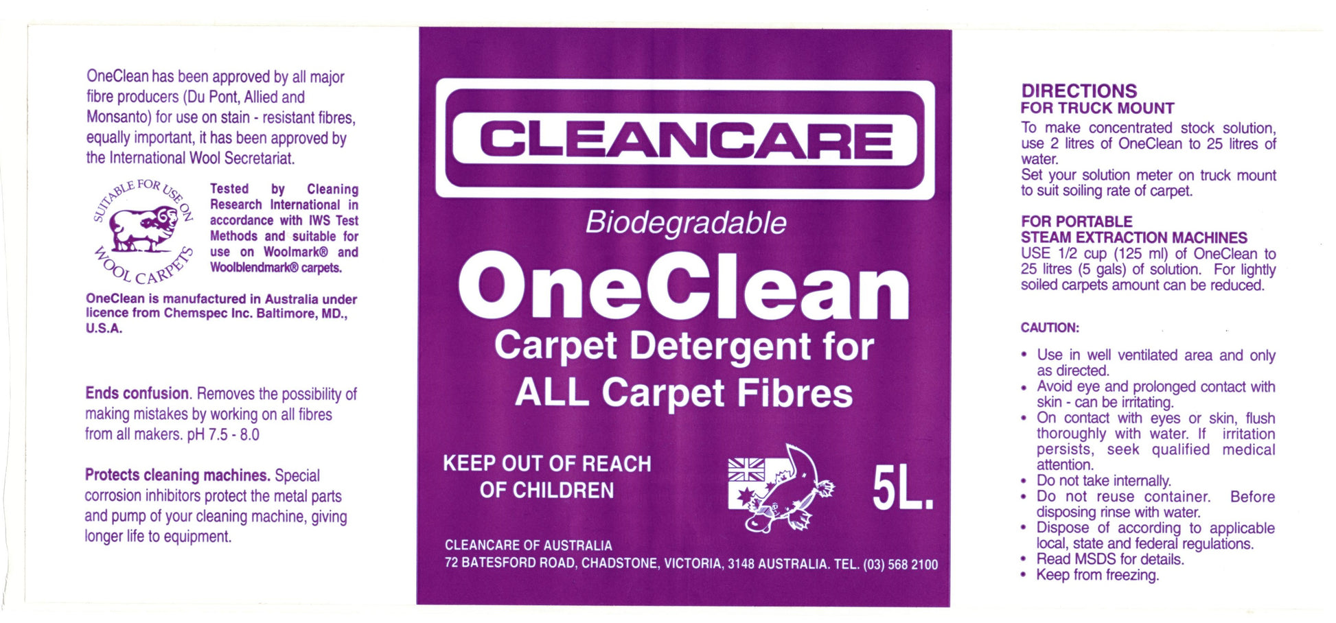 OneClean Carpet Detergent for All Carpet Fibres
